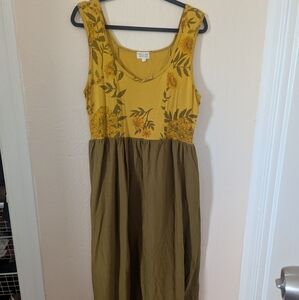Field Day Josephine Midi Dress Pea Soup Marigold Size 3x